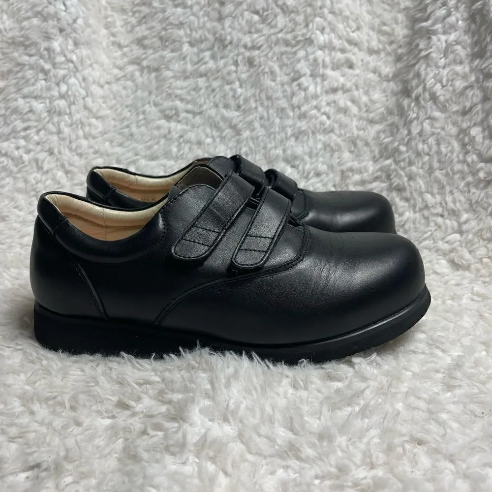 Mt.Emey Double VStraps Black Leather Men Therapeutic Shoes Size10.5.
